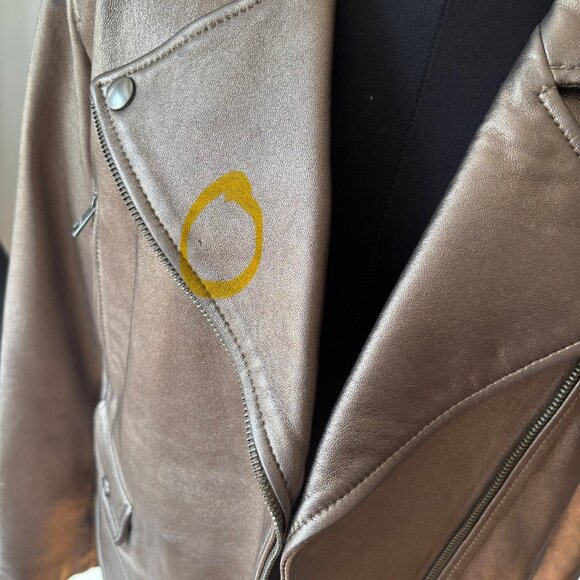 Banana Republic Metallic Leather Moto Jacket, MEDAL BRONZE Medium - Picture 14 of 15